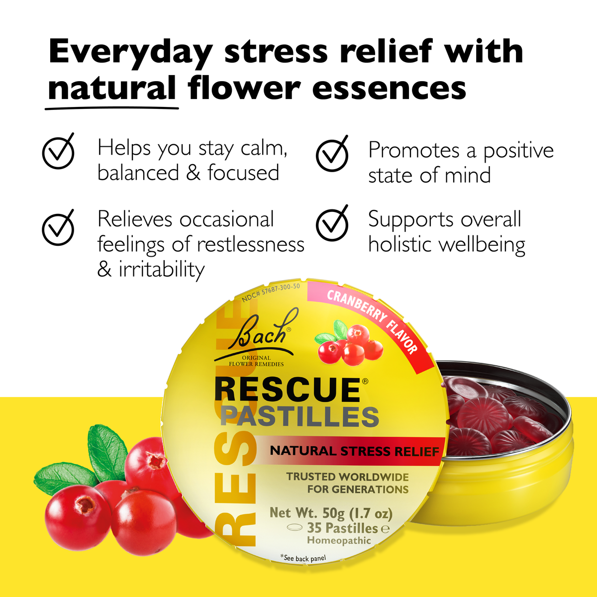 Rescue Pastilles Natural Stress Relief Lozenges 50g: Orange & Elderflower