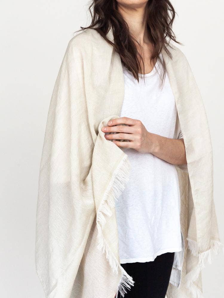 Haolu Cotton Wool Stole - Sand