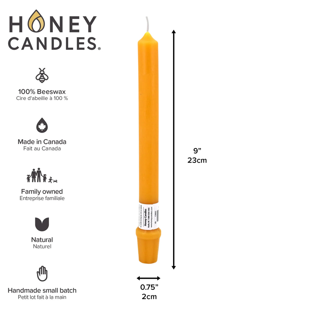 Honey Candle 9 Inch Beeswax Candlestick